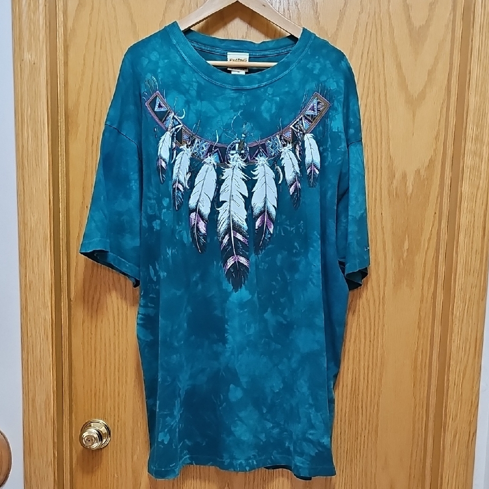 Teal Feather Graphic Short Sleeve Tee